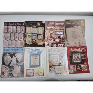 Lot of 8 Cross Stitch Pattern Books Jean Farish, McCalls, Leisure Arts Cross0